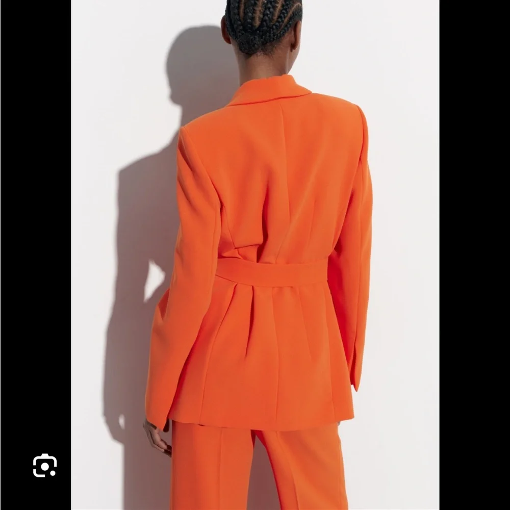 ZARA BELTED TUXEDO COLLAR BLAZER - Picture 8 of 13